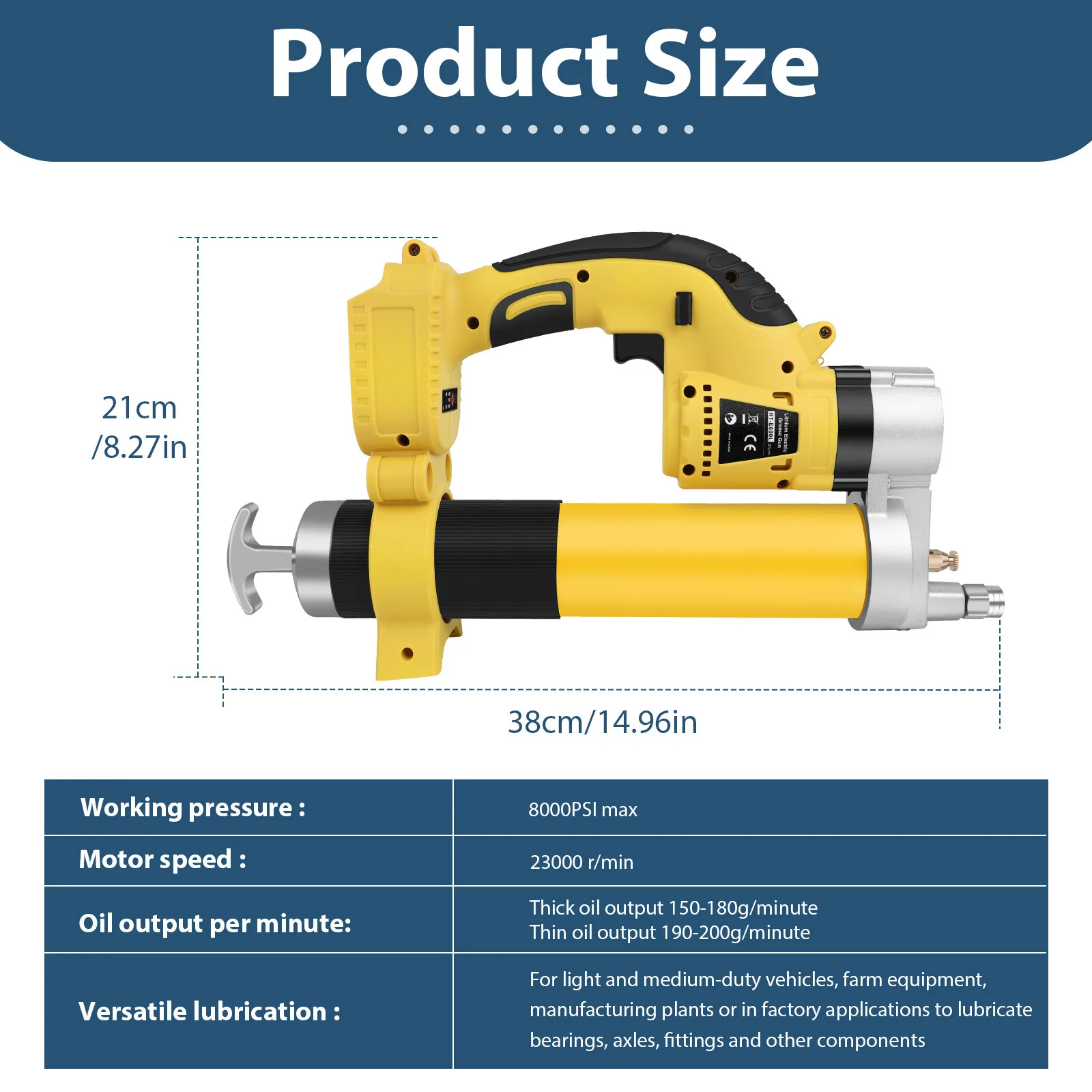 Cordless Electric High Pressure Grease Gun with 2 5.5Ah Battery For Makita 18V