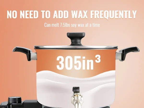 VEVOR Wax Melter for Candle Making 5 Liter Large Electric Melting Pot Easy Pour Spout 4-level Temperature Control Easy Clean