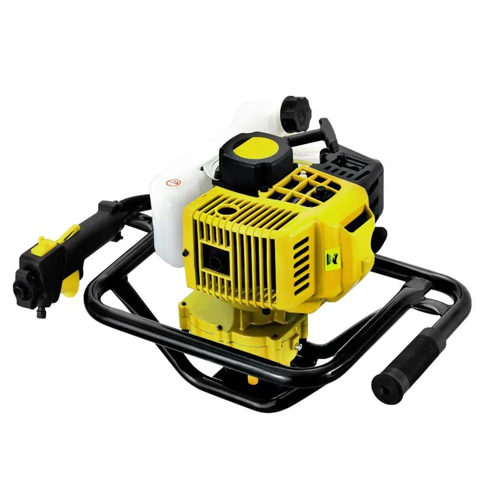 Petrol Powered Post Hole Digger Engine Only Yellow Heavy Duty Earth Auger Motor