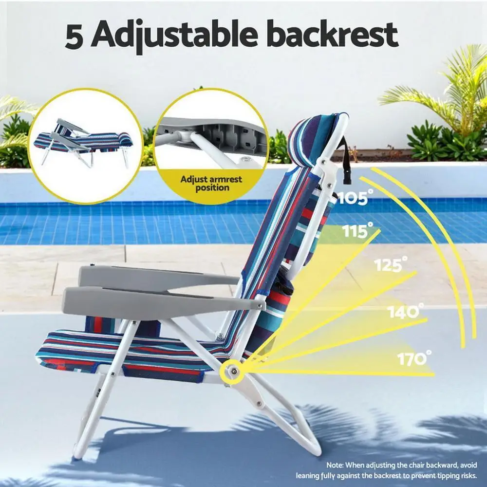 Portable Folding Beach Chair Backpack Cooler with Storage Pockets Lightweight Outdoor Fishing Chair Blue
