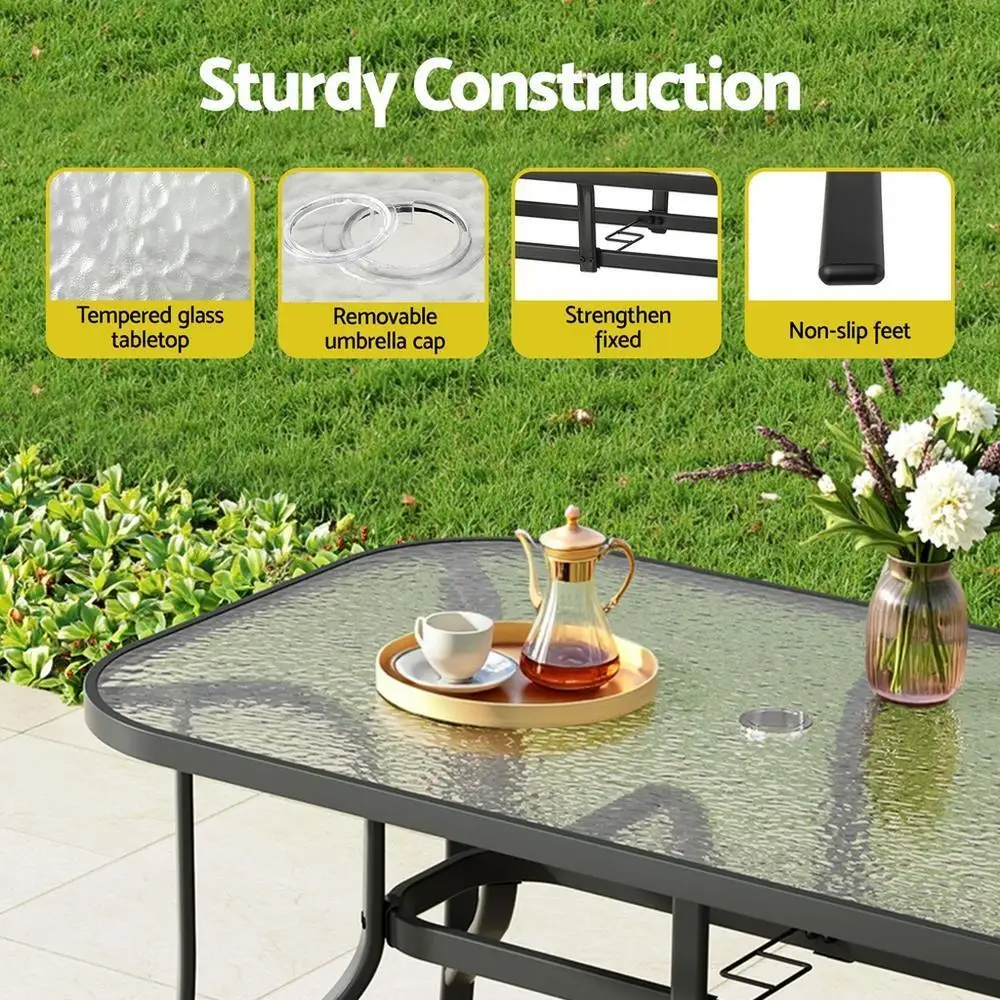 5 Piece Outdoor Dining Set Grey Patio Table and Chairs Bistro Garden Furniture