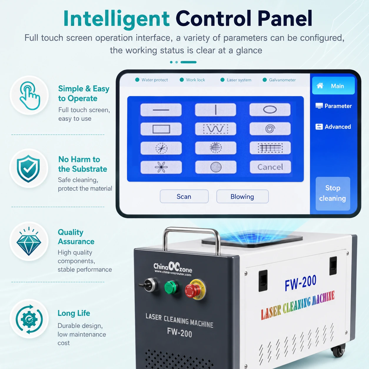 300W JPT Mopa Pulsed Laser Cleaning Machine Portable Laser Cleaner No Damage Material for Metal Wood Rust Oil Paint Removal