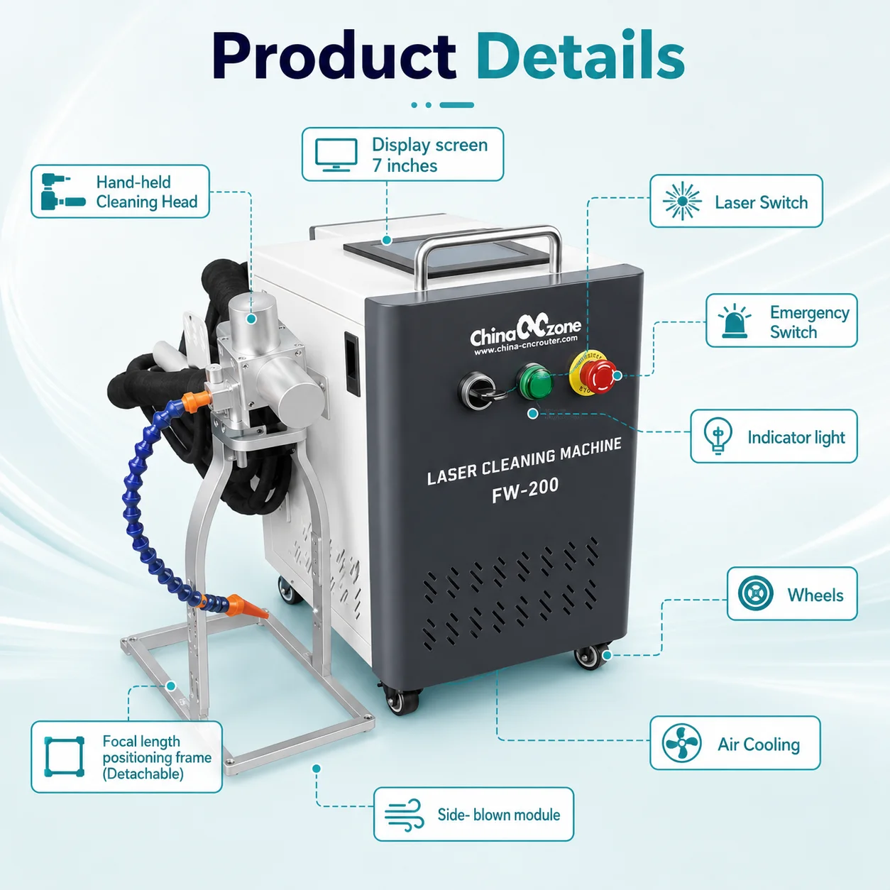 300W JPT Mopa Pulsed Laser Cleaning Machine Portable Laser Cleaner No Damage Material for Metal Wood Rust Oil Paint Removal