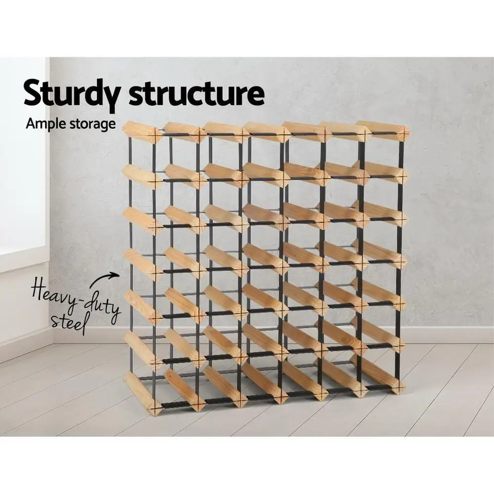 42 Bottle Wine Rack Wooden Floor Standing Storage Shelf Organizer for Home Kitchen Dining Room