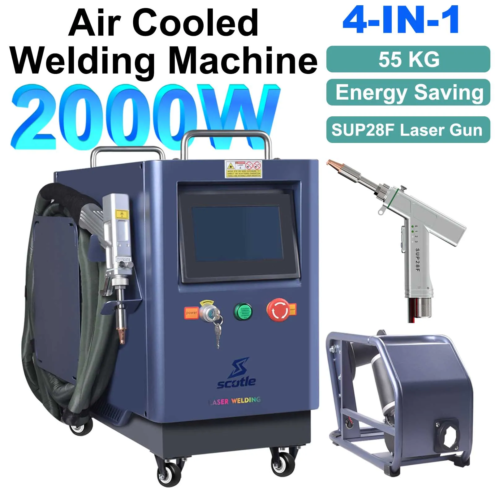 Air Cooling Laser Welding Machine 2000W SUP28F 4 in1 Welding Cleaning Cutting Laser Welder Machine for Carbon Steel Alloy Laser Welding Machine AU Shipping