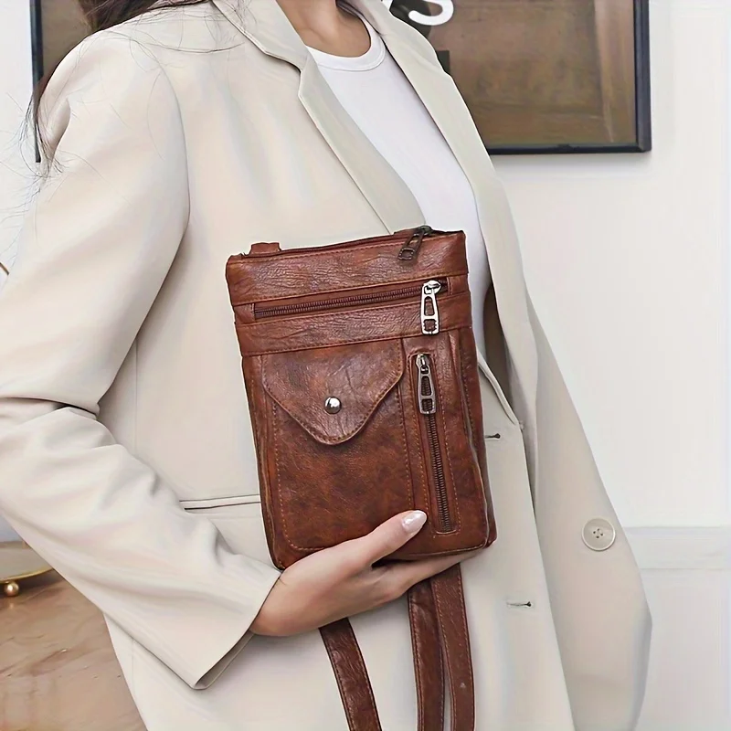 Vintage Mobile Phone Bag, Women'S Mini Crossbody Bag, Daily Zipper Purse Gift for Mom