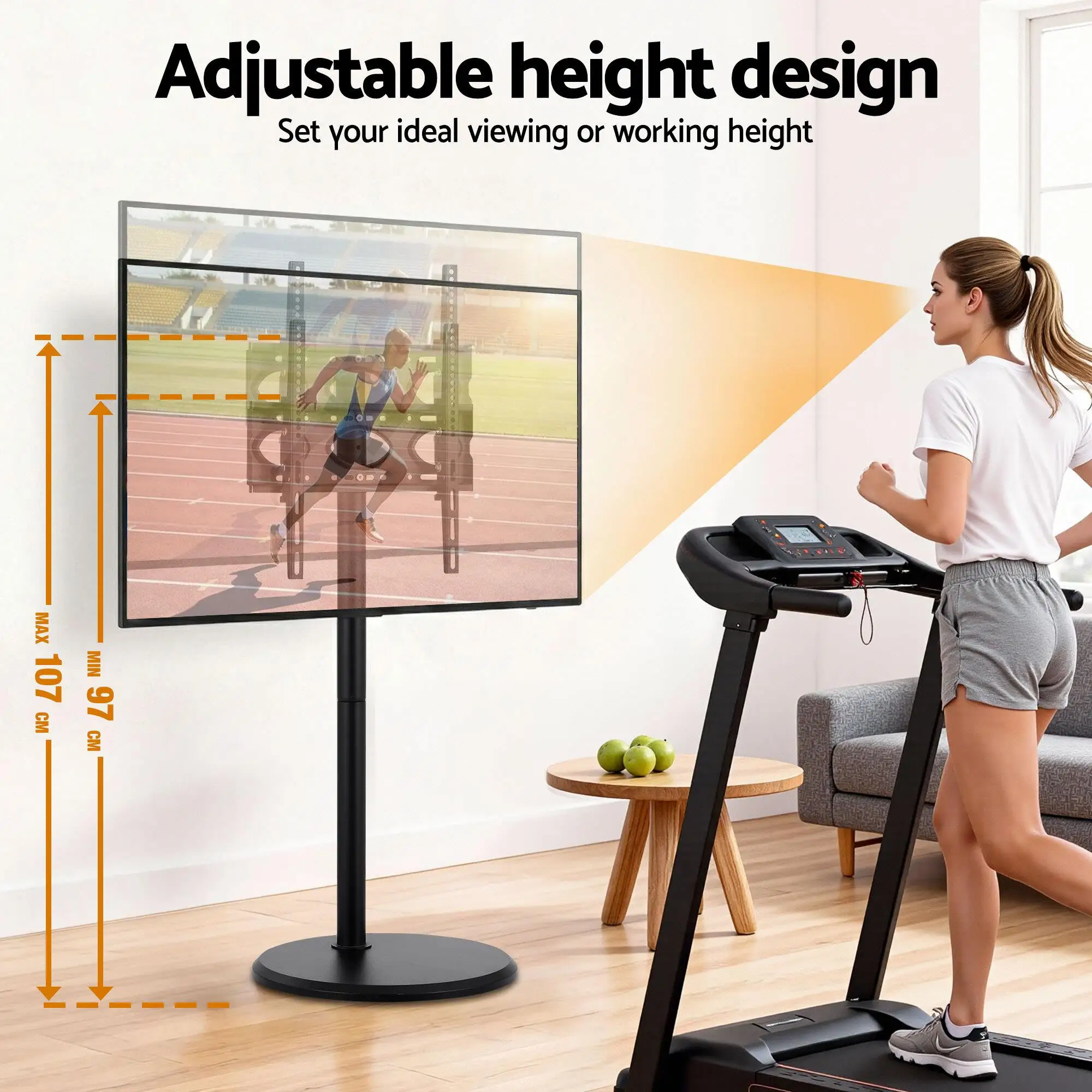 32 to 55 Inch Mobile TV Stand with Wheels Height and Tilt Adjustable Floor Mount