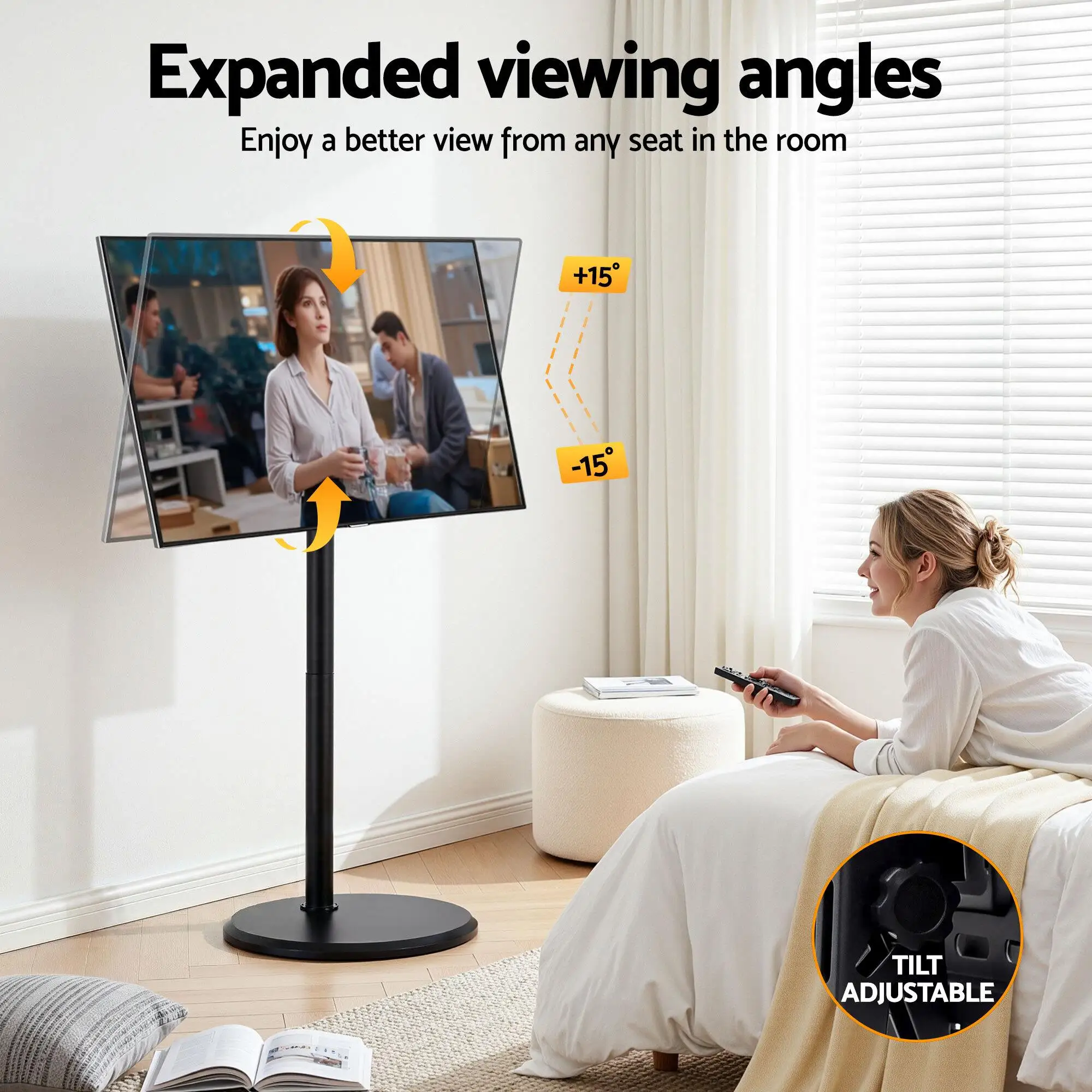 32 to 55 Inch Mobile TV Stand with Wheels Height and Tilt Adjustable Floor Mount