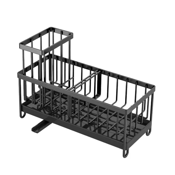 Dish Sponge Rack - Punch-Free Wall-Mounted, Long Brush Holder, Countertop Sink Rag Drain Storage Rack