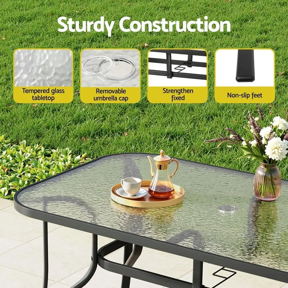 5 Piece Outdoor Dining Set Patio Table and Chairs Grey Bistro Furniture Garden Set