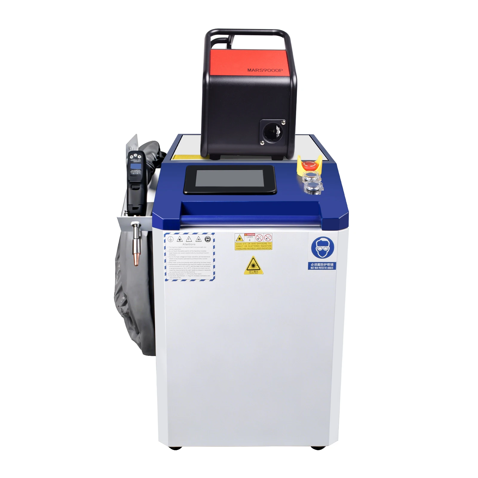 4-in-1 Laser Welding Machine, Raycus Laser, Ausen System, HW980 torch head, paired with a single wire feeder.