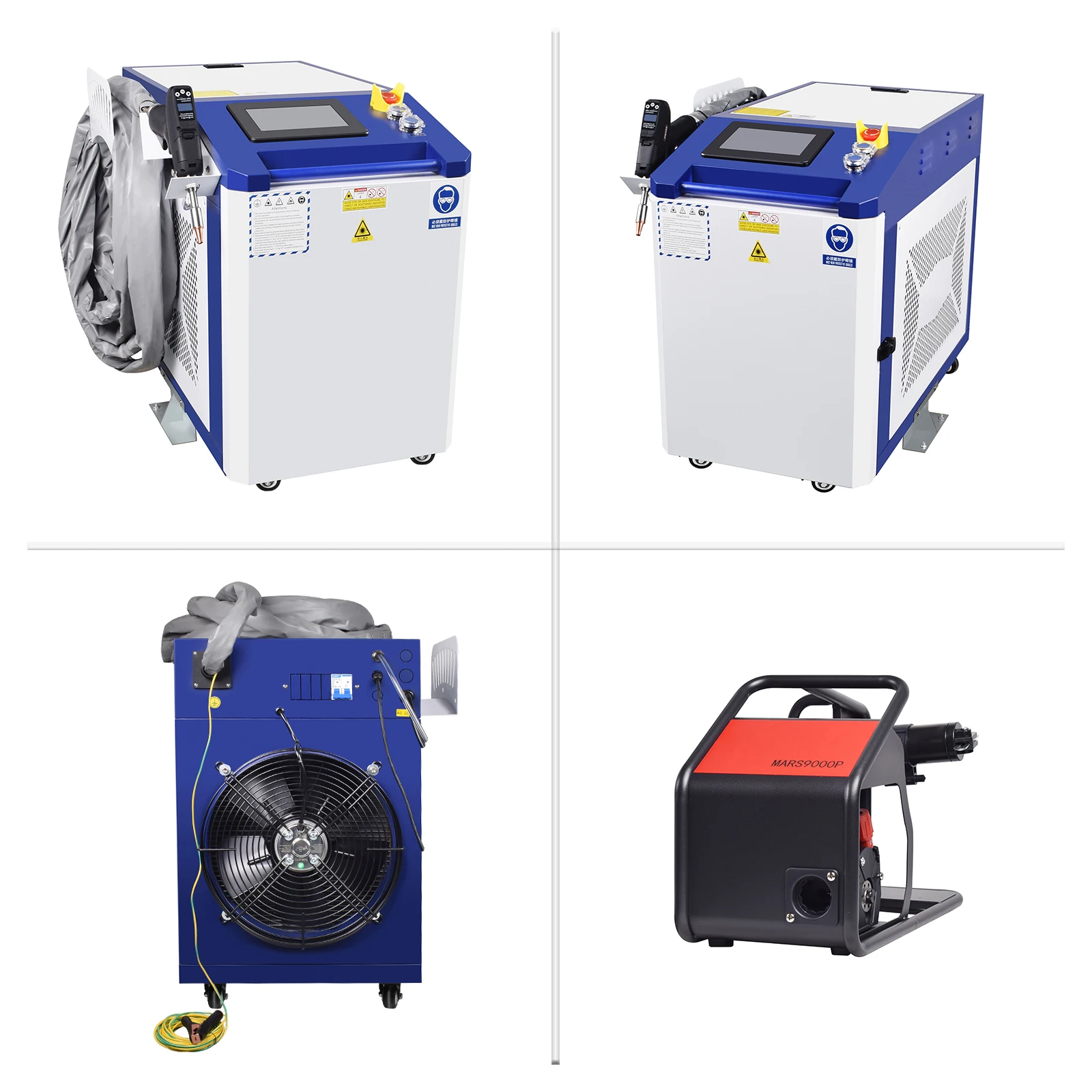 4-in-1 Laser Welding Machine, Raycus Laser, Ausen System, HW980 torch head, paired with a single wire feeder.