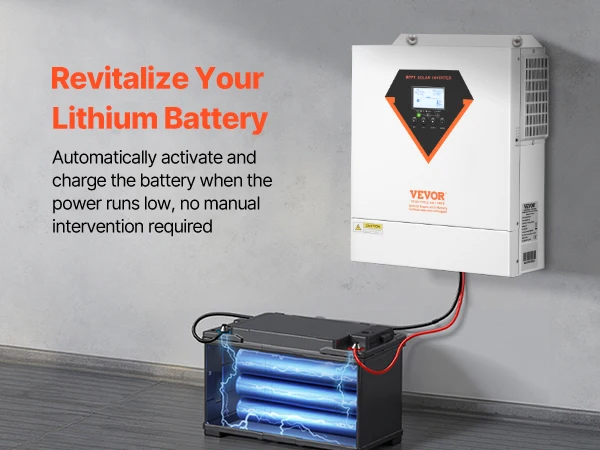 VEVOR Hybrid Solar Inverter 3500W/6000W 24V DC to Single-Phase 220/230V AC, Built-in 100A MPPT Solar Controller for Off-Grid