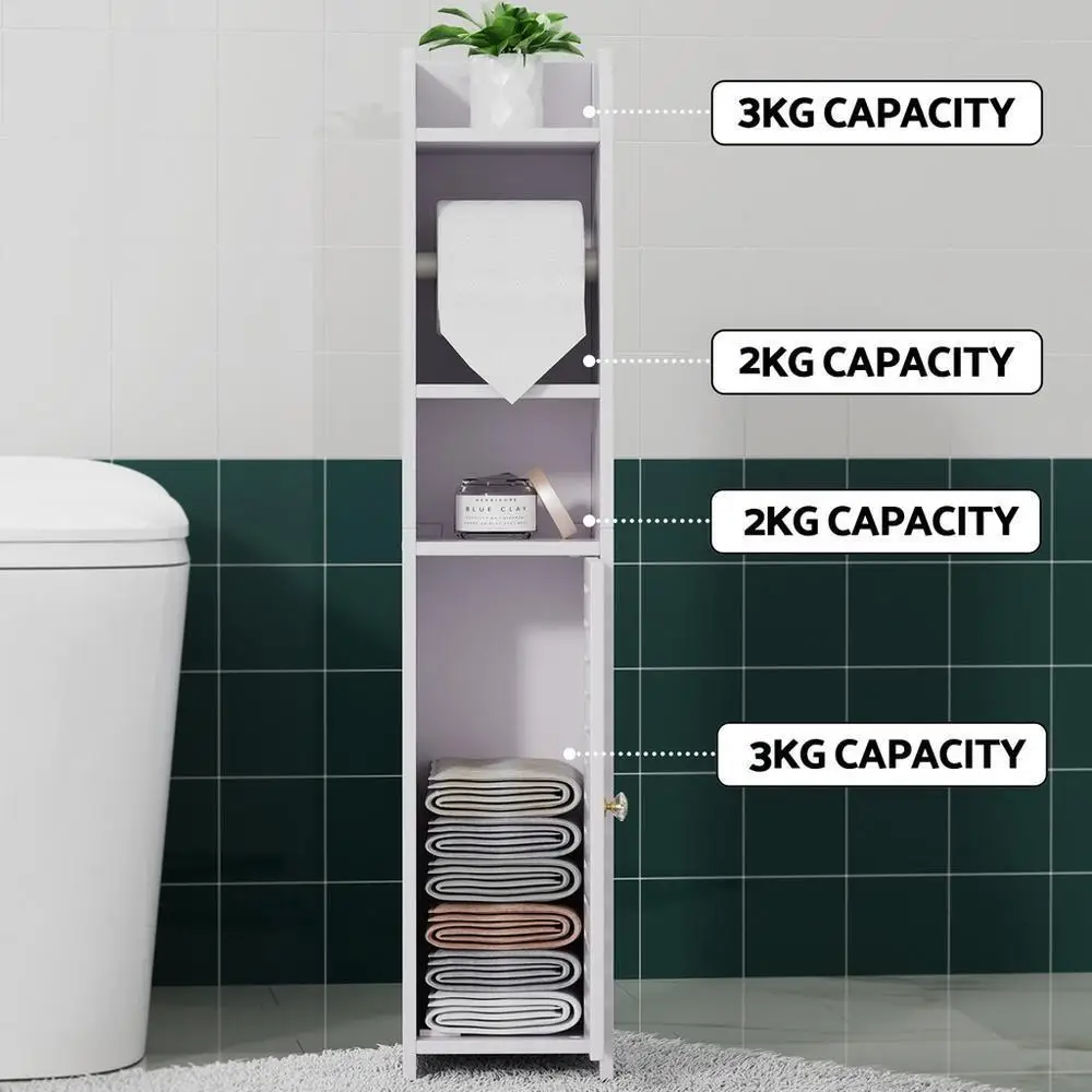 Bathroom Cabinet Toilet Roll Holder 3 Tier Floor Standing Tissue Storage Organizer Wooden Bathroom Shelf Cabinet