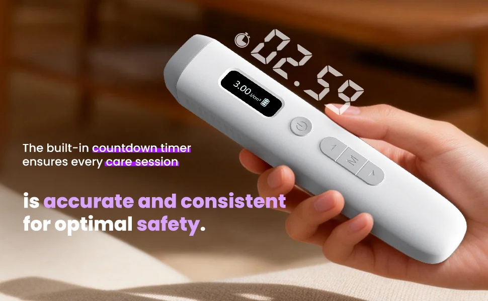 UVB 308nm Phototherapy Wand Handheld Home Care Device, Pure Narrowband Light Source for Skin Care, 150g Lightweight Rechargeable with Digital Dose Display, Precise 15x15mm Target, Adjustable Dose & Protective Glasses Included
