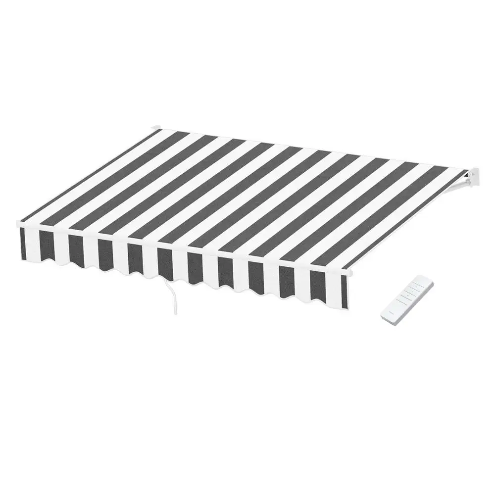 Retractable Folding Arm Motorized Sunshade Awning 2.5x2m Grey White