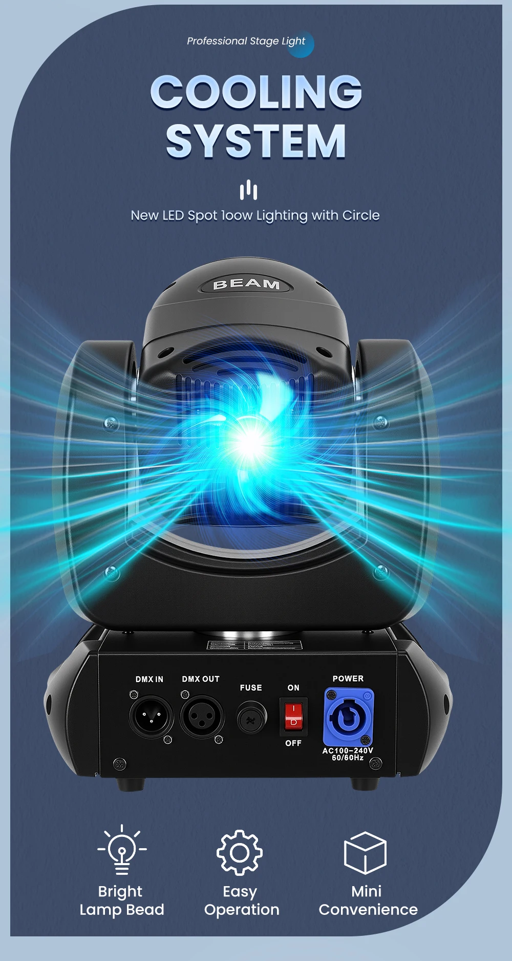 Professional 4pcs 120W RGBW Beam Spot Moving Head Lights + Aluminum Flight Case & Wheels – DMX Stage Lighting for DJ, Club, Wedding, Church