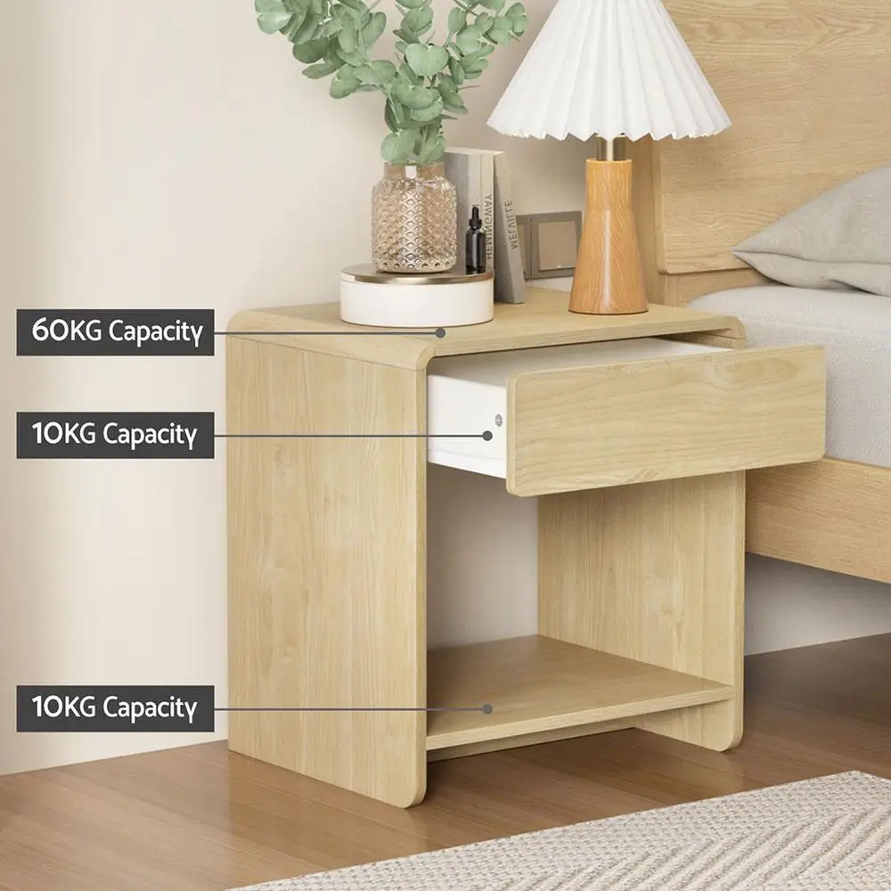 Pine Bedside Table With Drawer and Open Shelf Compact Nightstand Storage Cabinet for Bedroom Living Room Home Use