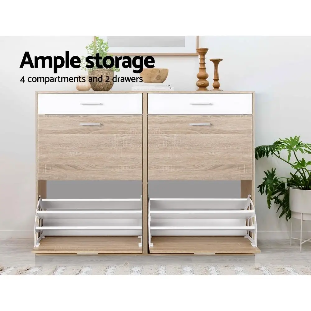 Shoe Rack Cabinet 36 Pair Adjustable Shelf Pine Storage Organizer Furniture