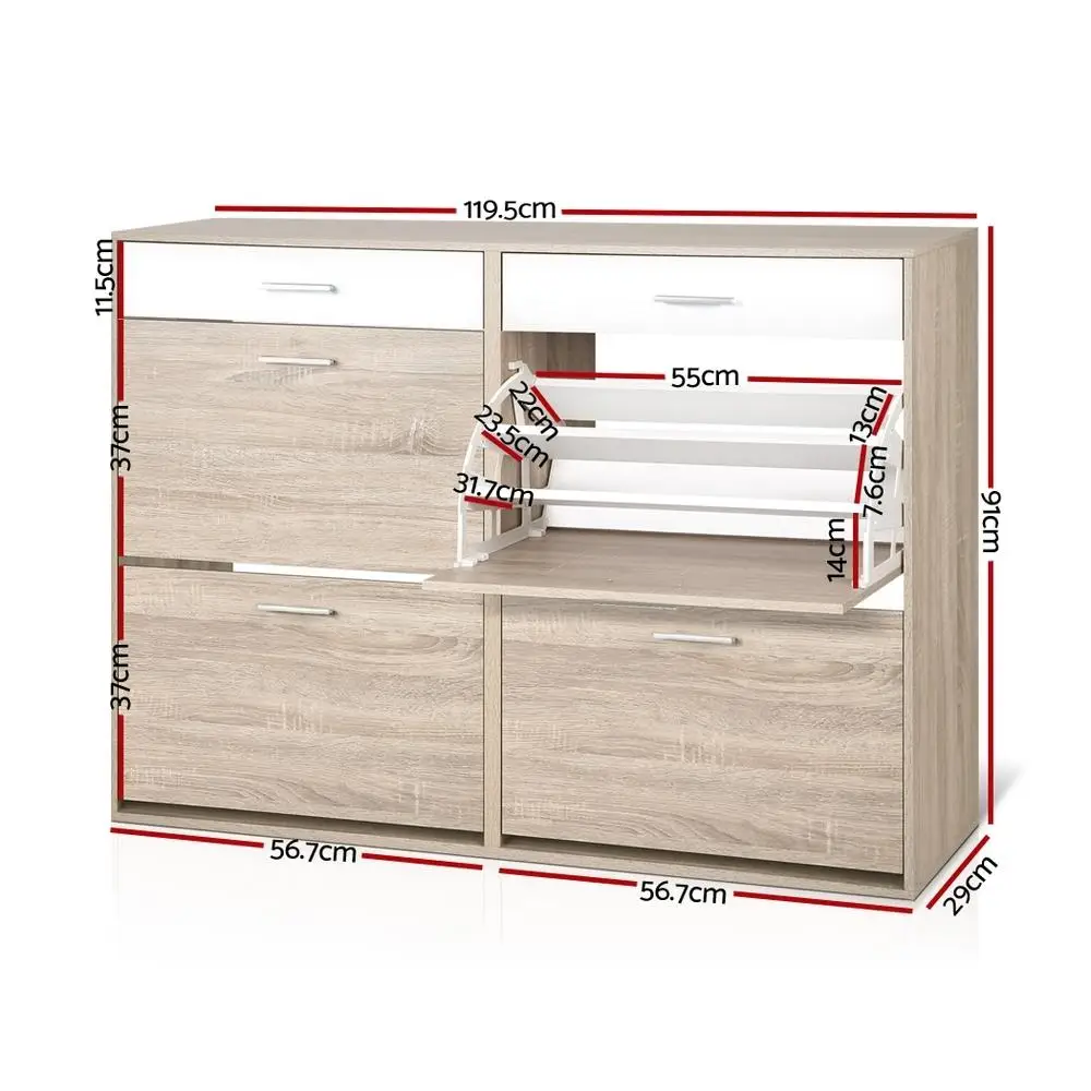 Shoe Rack Cabinet 36 Pair Adjustable Shelf Pine Storage Organizer Furniture
