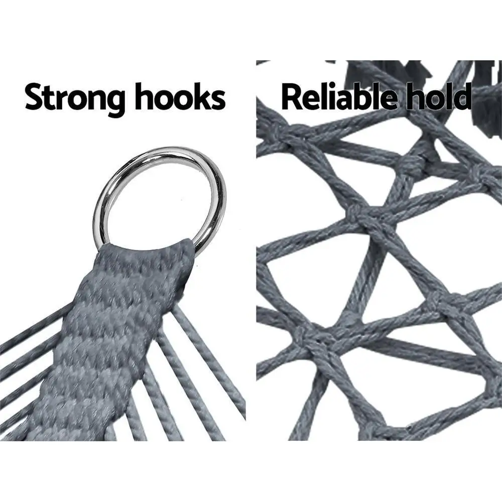 Outdoor Portable Camping Hammock Chair 2 Person Grey Hanging Swing Seat for Garden Patio Travel and Camping