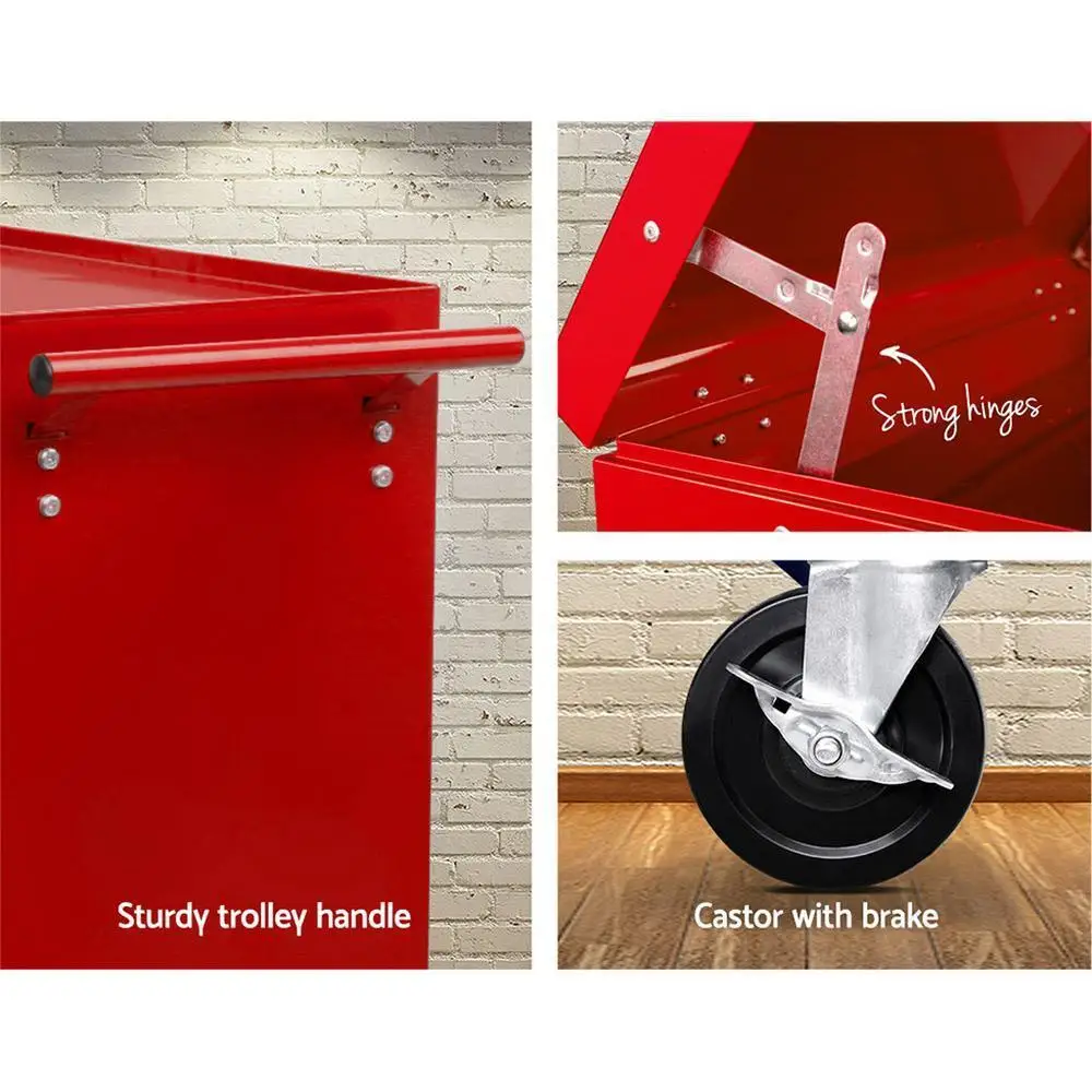 14 Drawer Tool Box Cabinet Chest Mechanic Garage Storage Trolley Red Heavy Duty Mobile Tool Organizer Cabinet
