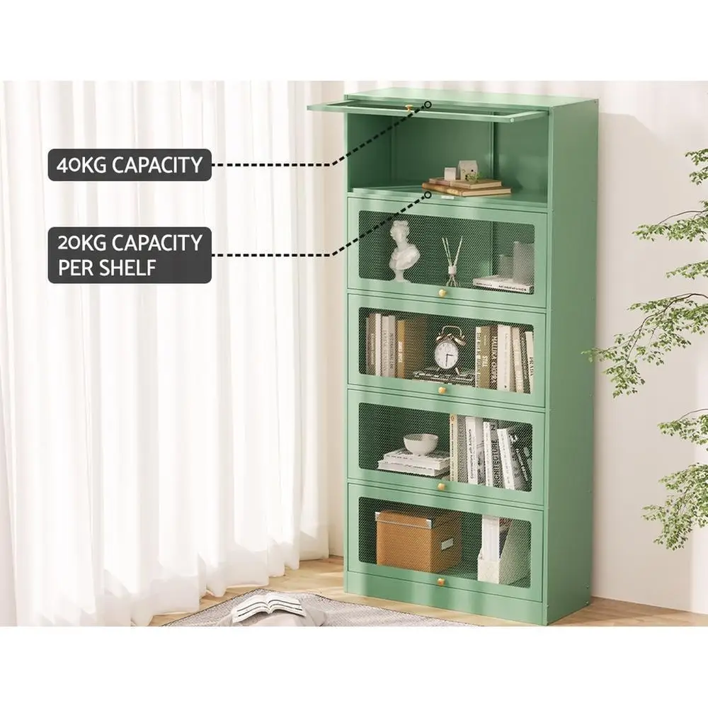 Modern Green Metal Buffet Sideboard Cabinet with Adjustable Shelves Storage for Kitchen Dining Room Living Room