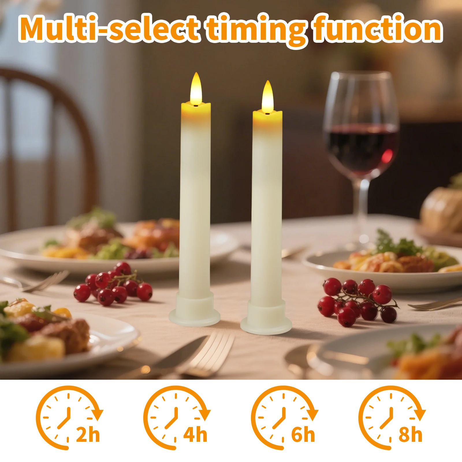Flameless Taper Candles Battery Operated 6 Pack Ivory Realistic Flickering Flame Remote Control Dimmable LED Candles with Timer for Chandelier Candelabra Wedding Holiday Decor