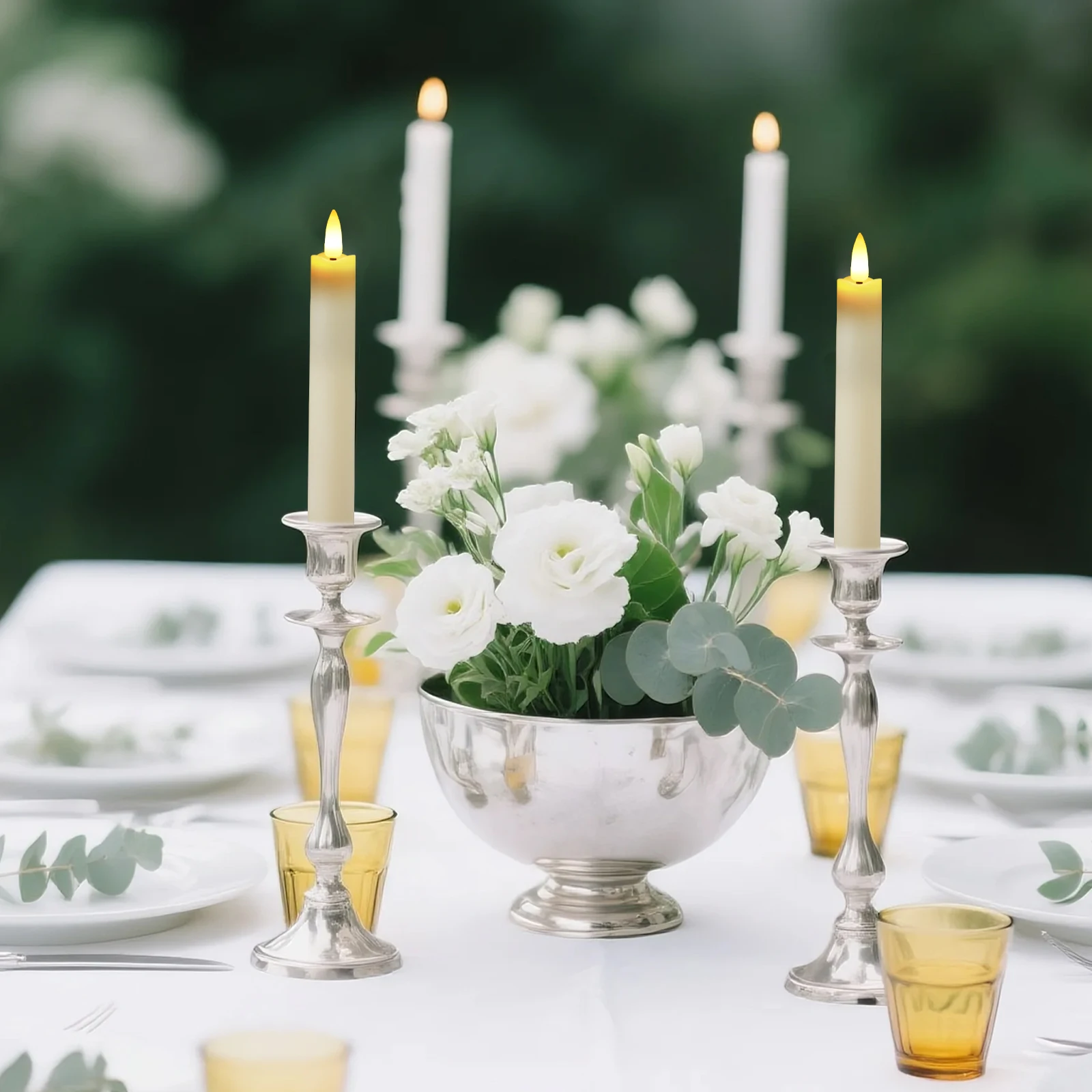 Flameless Taper Candles Battery Operated 6 Pack Ivory Realistic Flickering Flame Remote Control Dimmable LED Candles with Timer for Chandelier Candelabra Wedding Holiday Decor