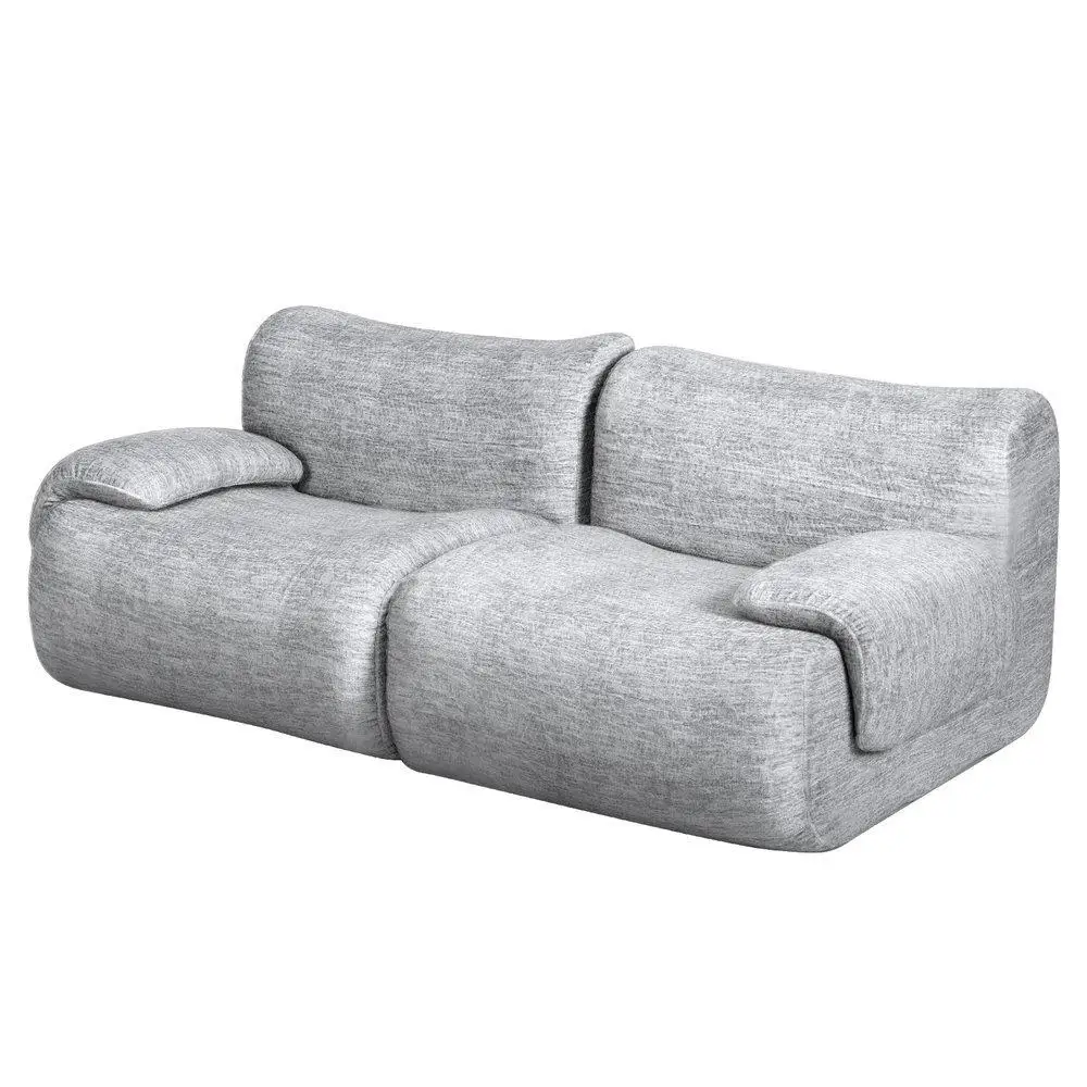 2 Seater Modular Sectional Sofa Bed No Assembly Living Room Grey Couch