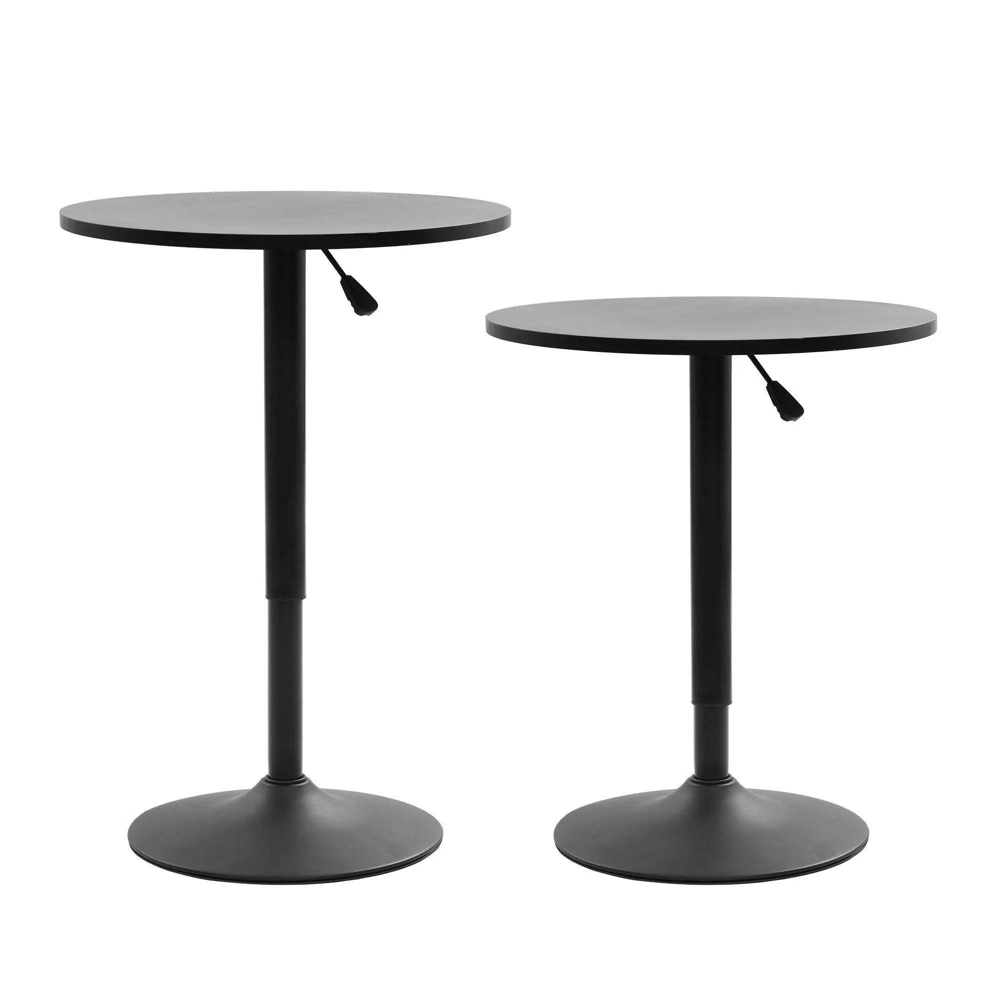 3 Piece Black Bar Stools and Table Set for Dining Kitchen Cafe and Pub Use