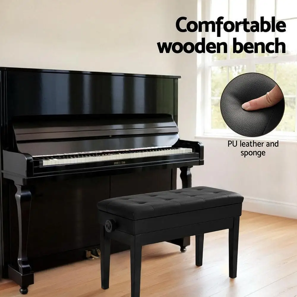 Adjustable Height Piano Bench Stool Padded Keyboard Seat Foldable Heavy Duty Music Chair Stable Non Slip Foot Pads