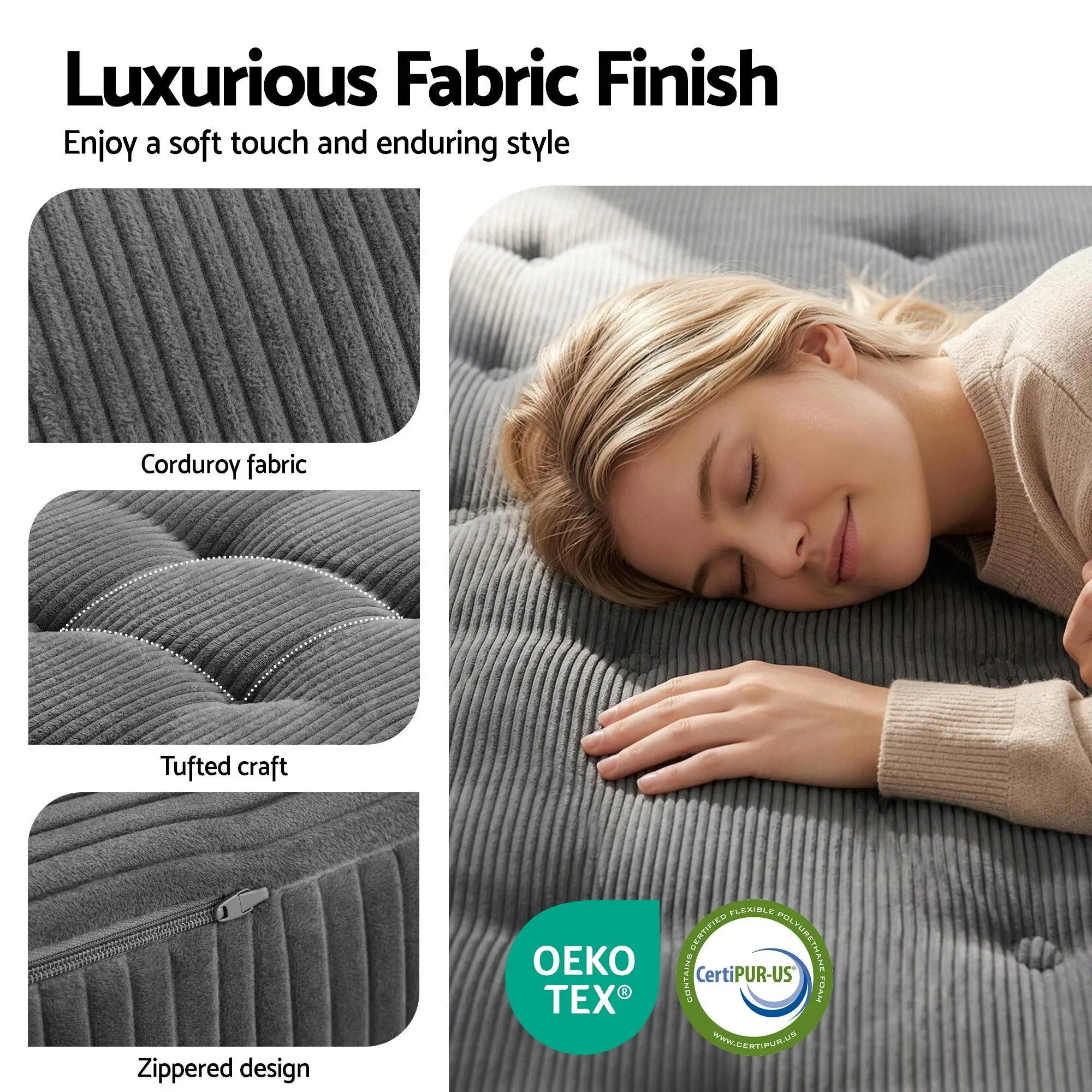 Foldable Single Foam Mattress 15cm Portable Guest Bed Camping Mat Sofa Cushion Lightweight Sleep Pad