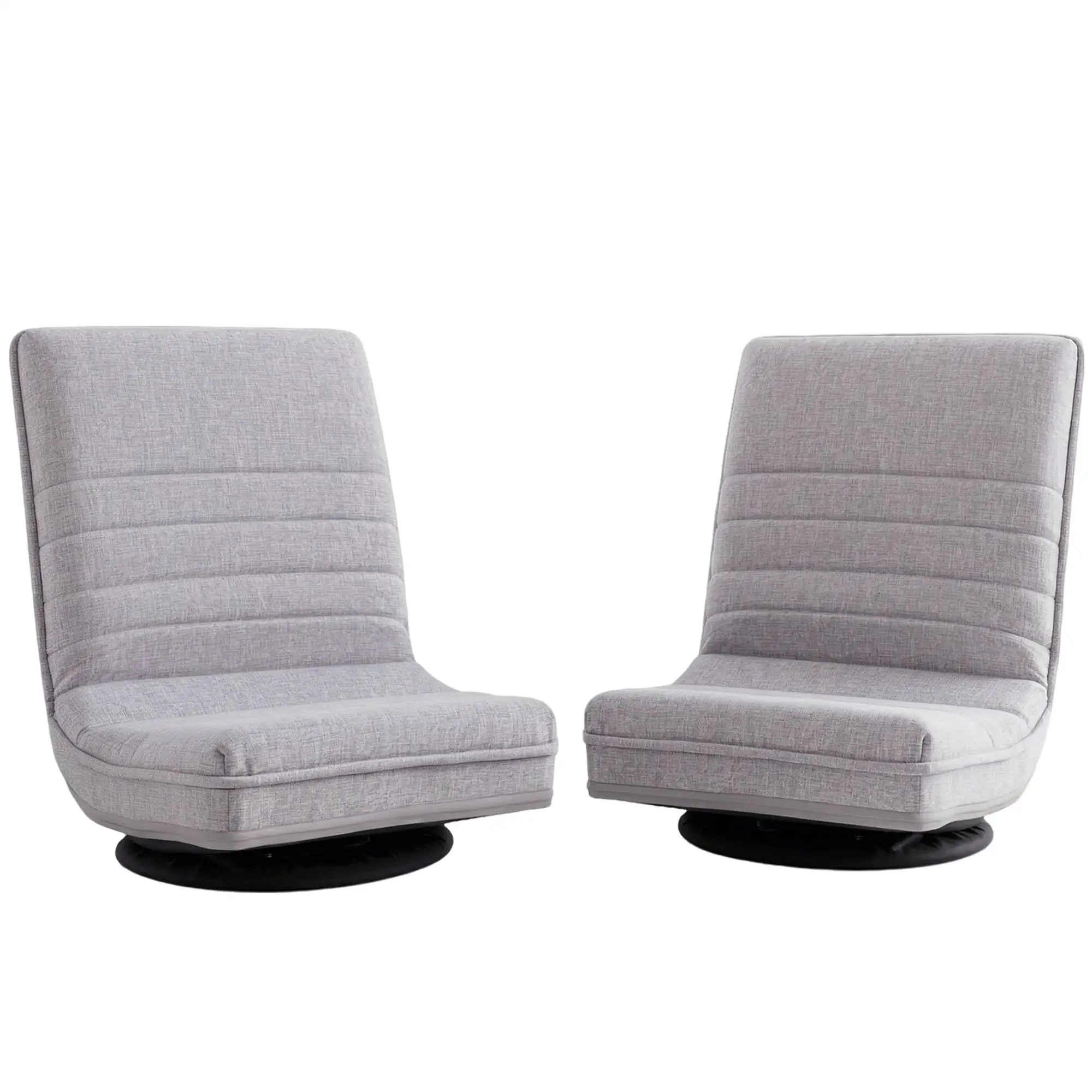 2 Pack Swivel Floor Chair 360 Adjustable Foldable Lounge Seat Grey Upholstered Floor Sofa Chair