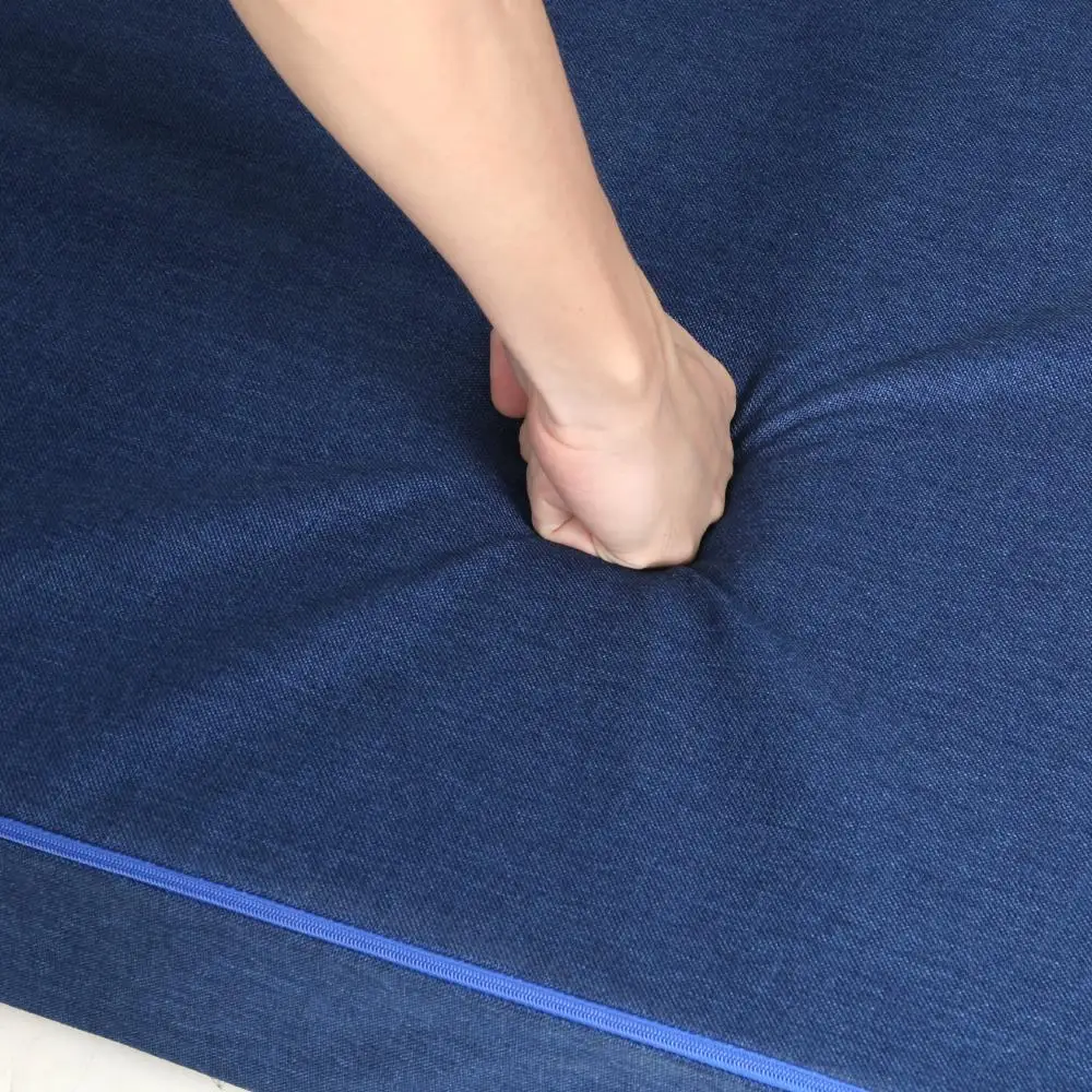 Foldable Single Foam Mattress Blue Portable Tri Fold Sleeping Pad for Home Guest Bed Camping Use