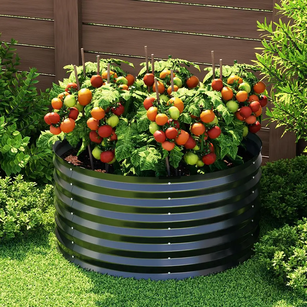 Galvanized Steel Raised Garden Bed 90x45cm Planter Box Outdoor Vegetable Container