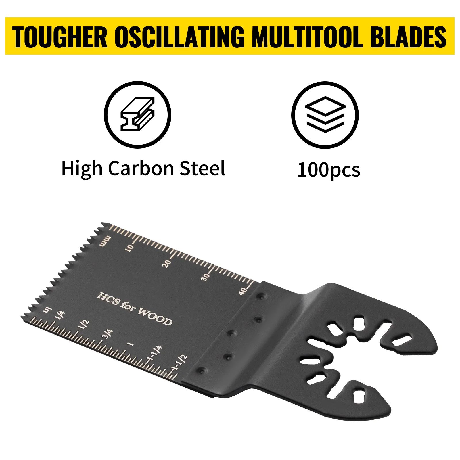 VEVOR 100PCS Oscillating Saw Blades Quick Release Multitool BladesKit HCS Tool Blades Cut Cutter for Wood Plastic Metal Nails