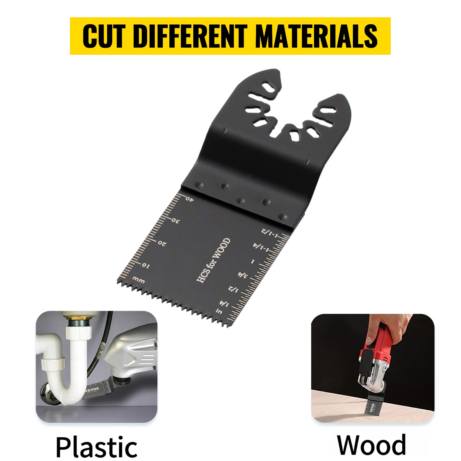 VEVOR 100PCS Oscillating Saw Blades Quick Release Multitool BladesKit HCS Tool Blades Cut Cutter for Wood Plastic Metal Nails