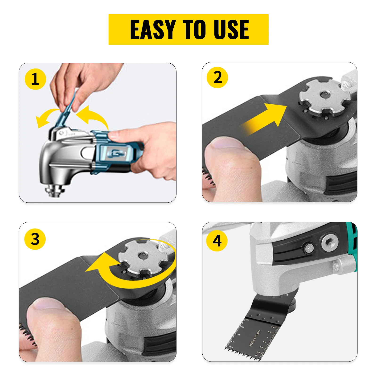 VEVOR 100PCS Oscillating Saw Blades Quick Release Multitool BladesKit HCS Tool Blades Cut Cutter for Wood Plastic Metal Nails