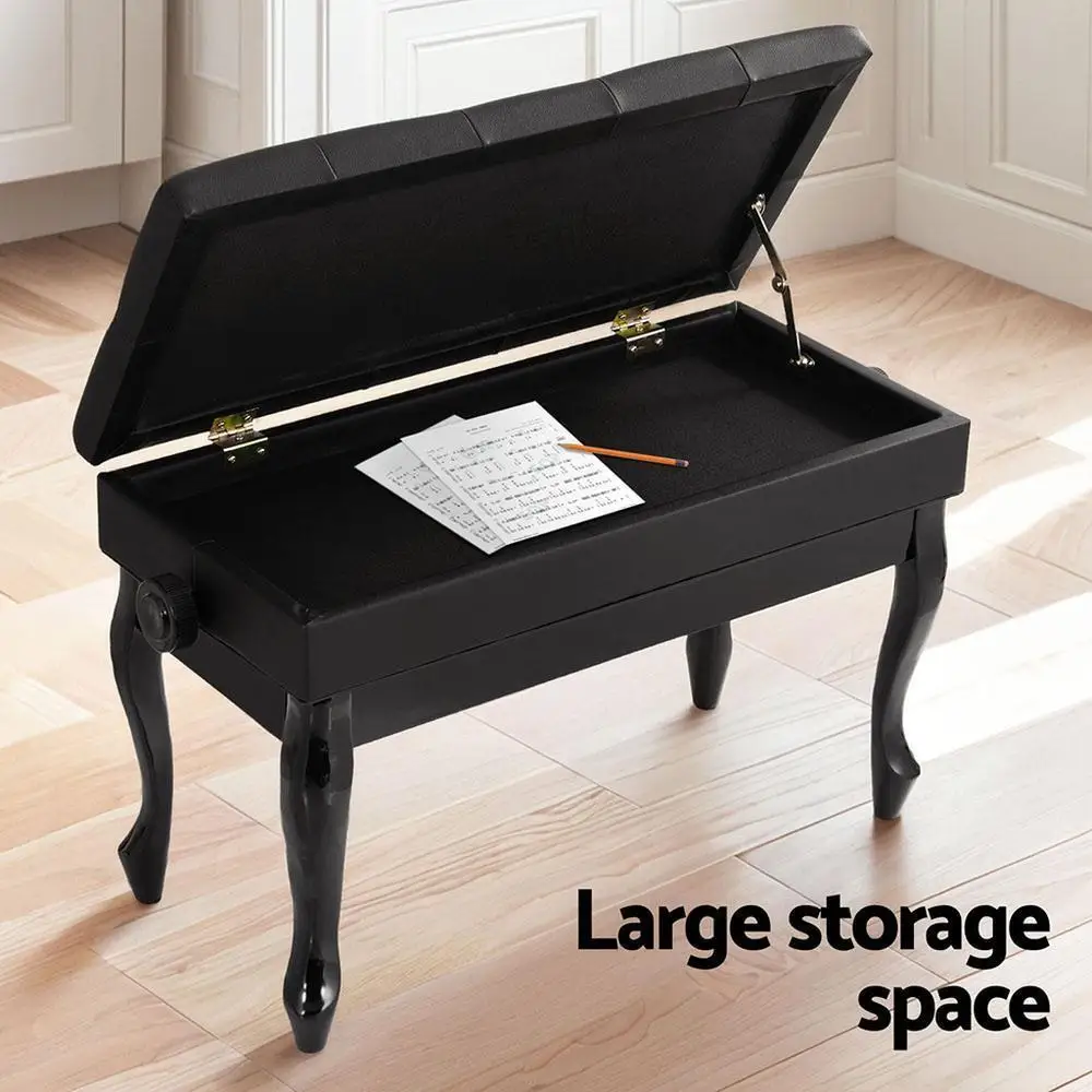 Adjustable Height Piano Bench Stool Keyboard Seat with Padded Cushion and Storage Compartment for Piano Keyboard Guitar and Home Practice