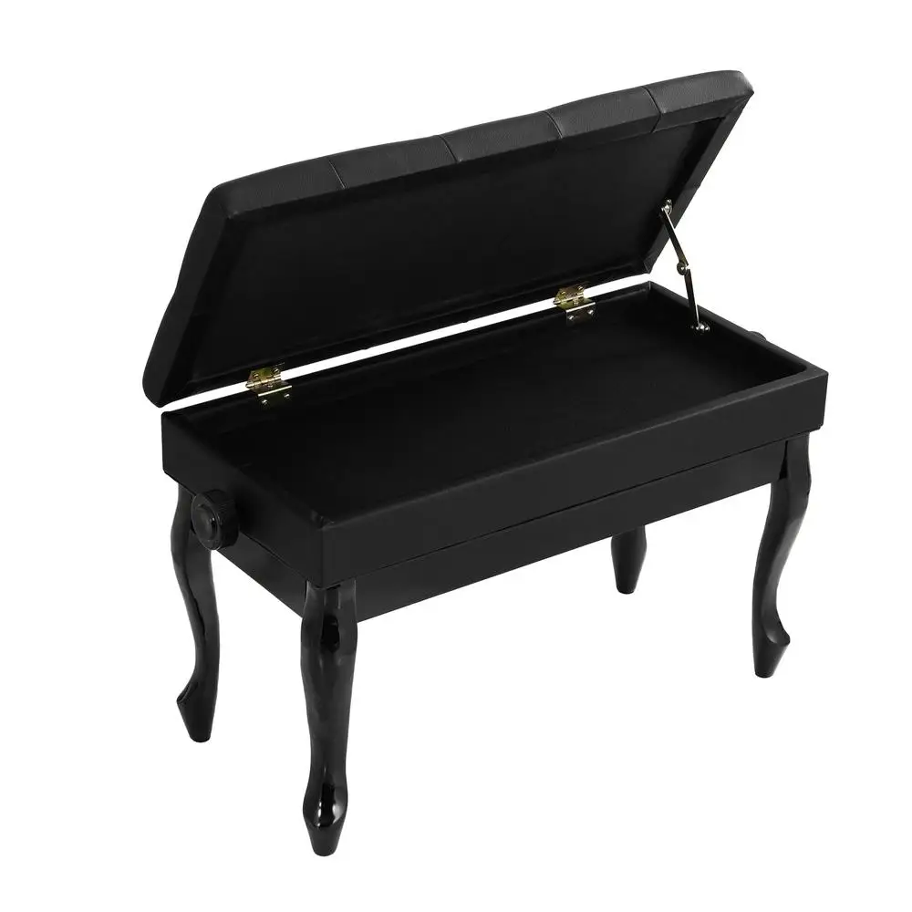 Adjustable Height Piano Bench Stool Keyboard Seat with Padded Cushion and Storage Compartment for Piano Keyboard Guitar and Home Practice