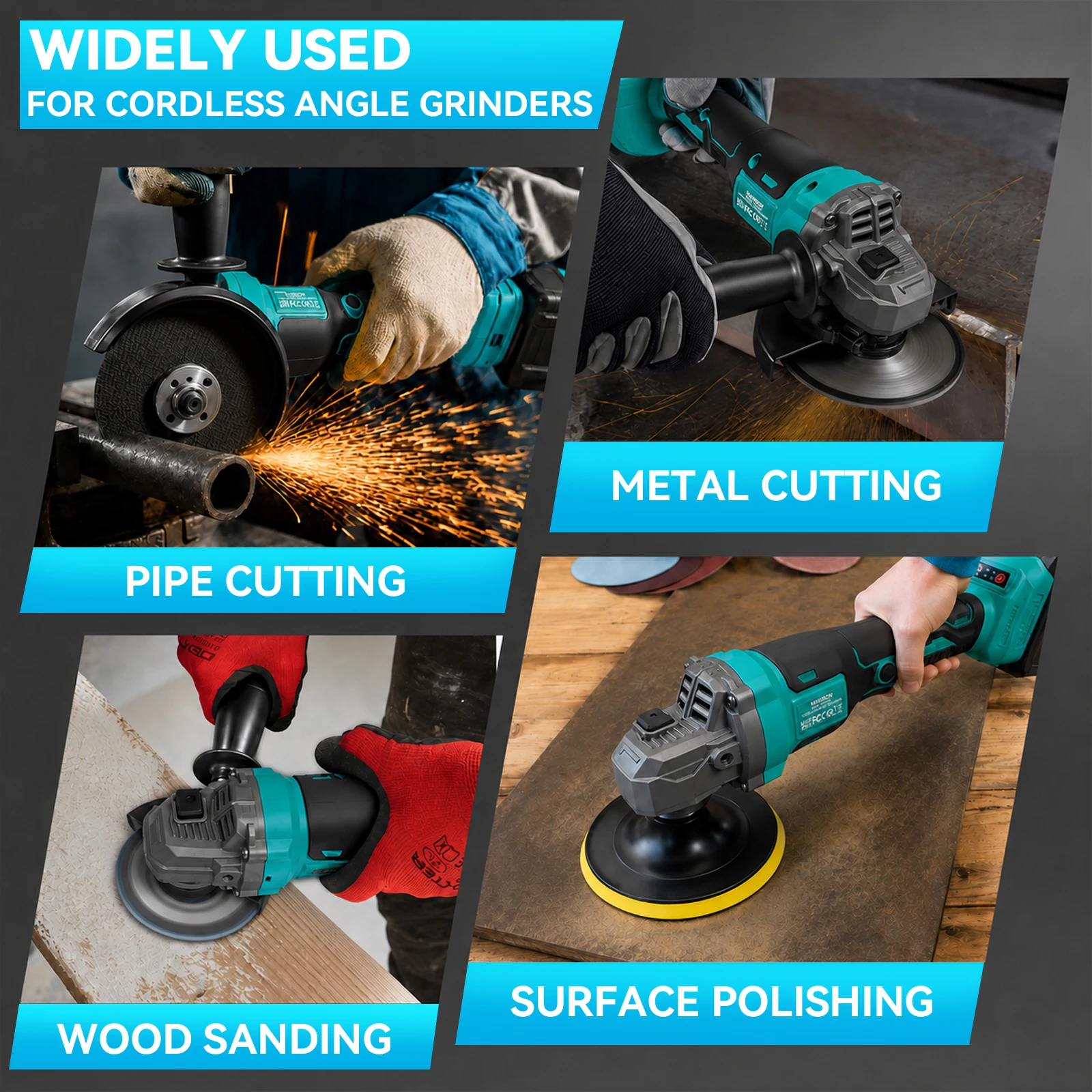Cordless Angle Grinder Compatible with Makita 18V Battery,Brushless Electric Grinder 125mm Grinding Tool with 2 Batteries, Variable Speed Power Grinder Kit for Metal Cutting Polishing Grinding & DIY Workshopval