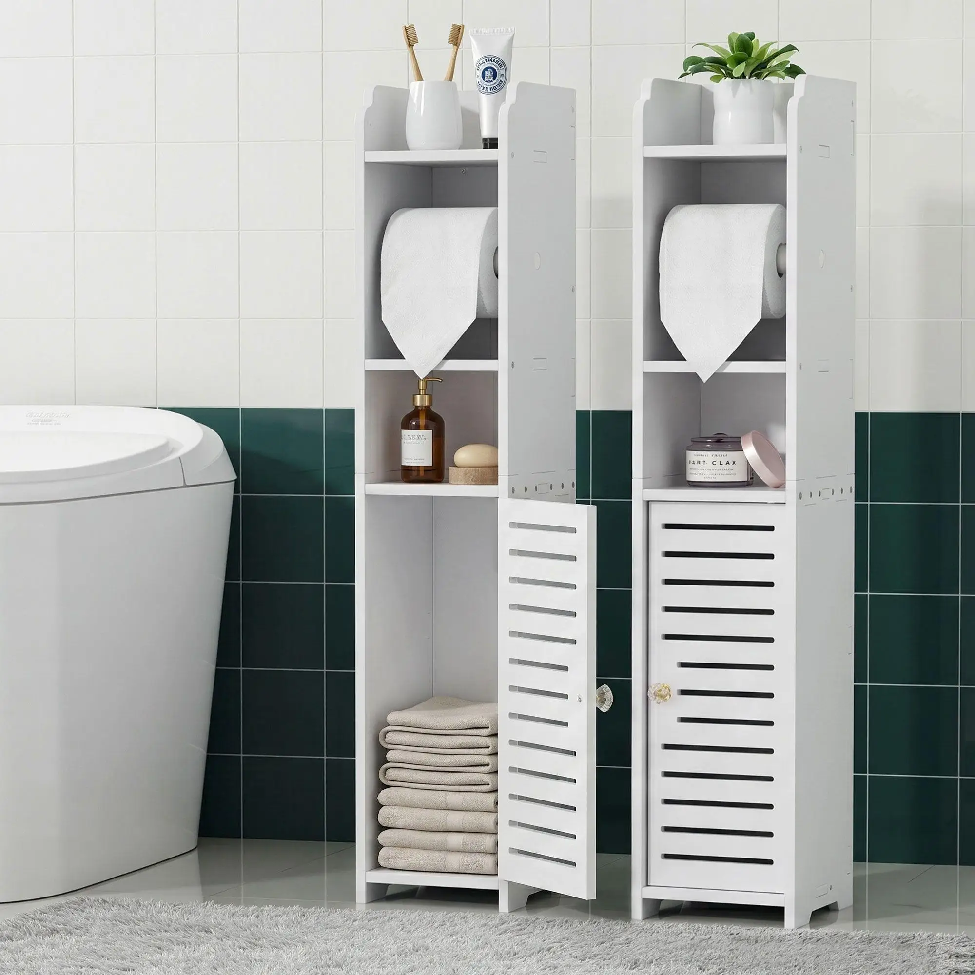 2 Pack Bathroom Cabinet Toilet Roll Holder 76cm Wall Mounted Toilet Tissue Holder Storage Rack For Bathroom Organizers
