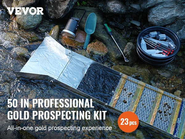 VEVOR 50" 12" Complete Sluice Box Gold Panning Kit Aluminum Alloy Gold Mining Equipment 23/16 PCS Gold Prospecting Kit