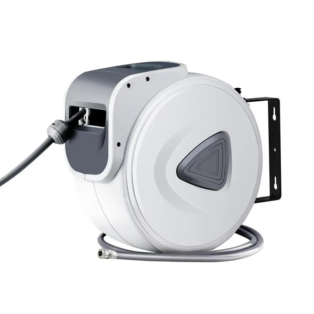 20m Retractable Air Hose Reel Wall Mounted Swivel Rewind Compressor Garage Hose System