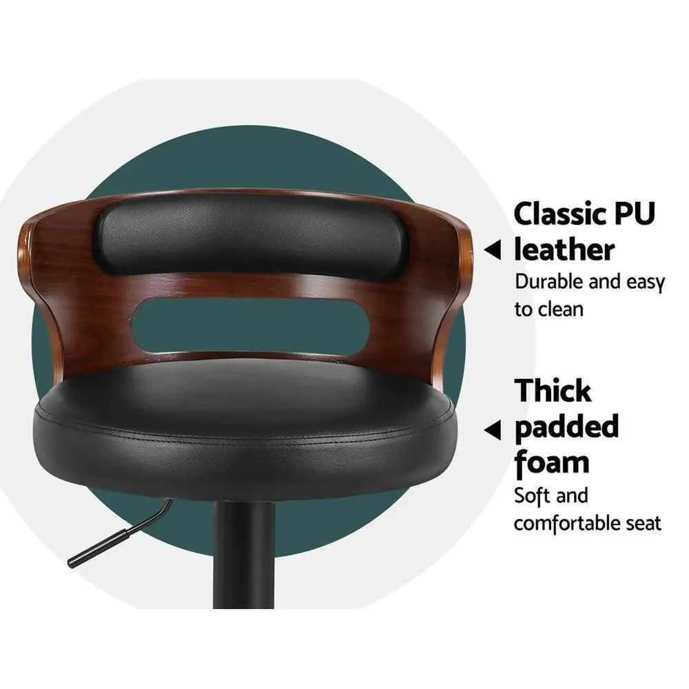 2x Adjustable Gas Lift Bar Stools Faux Leather Swivel Kitchen Counter Chairs Modern Dining Seating Set