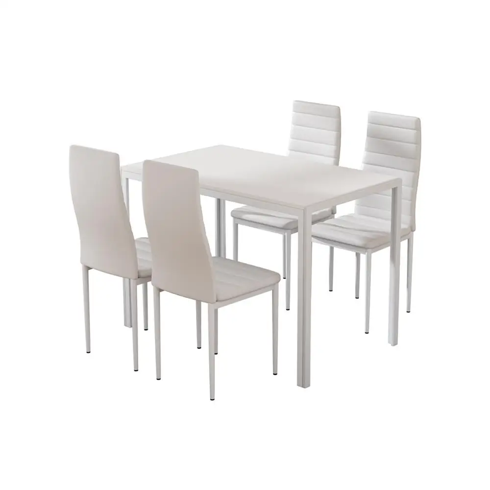 Dining Table and 4 Chair Set White Modern Kitchen Furniture Set for Home Dining Room