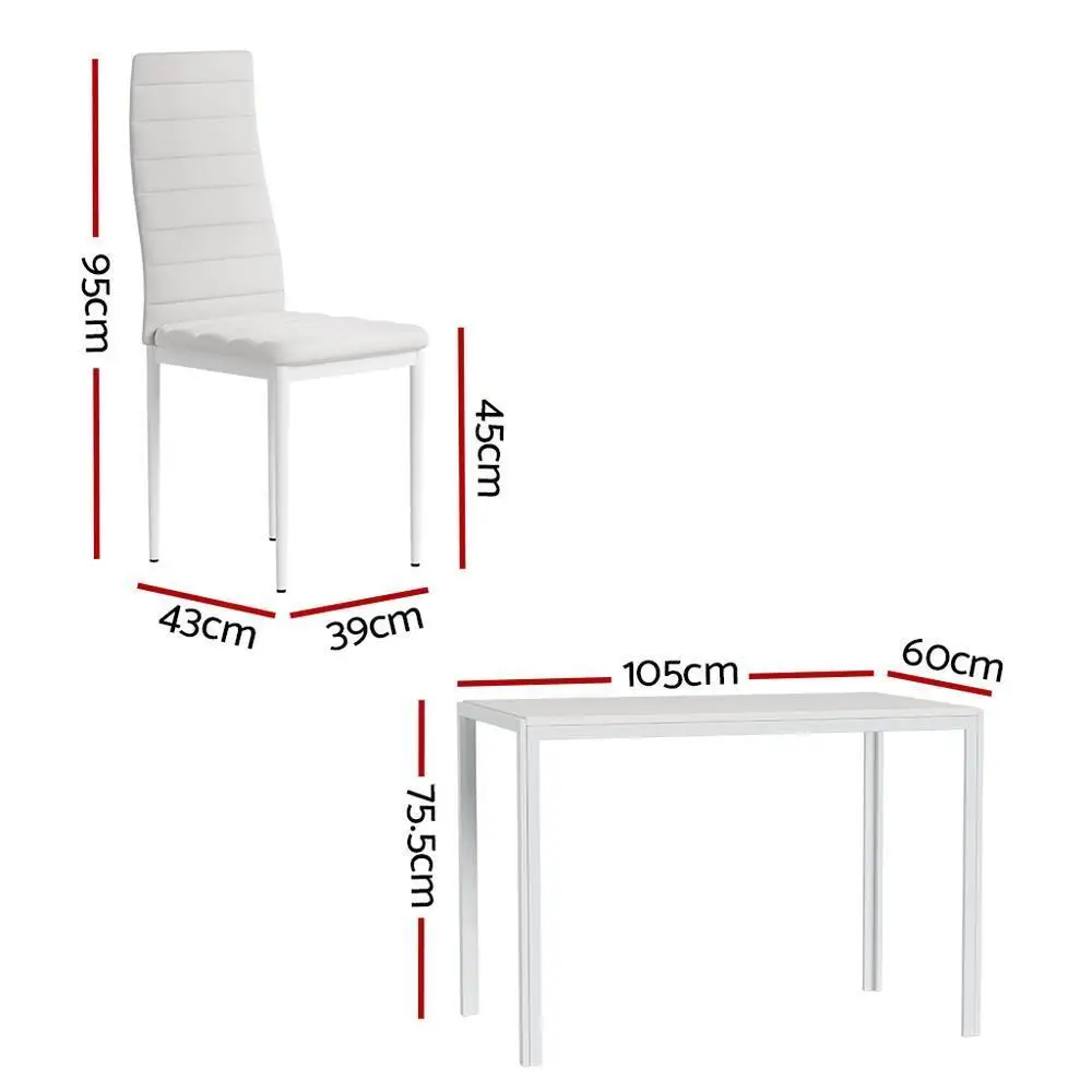Dining Table and 4 Chair Set White Modern Kitchen Furniture Set for Home Dining Room