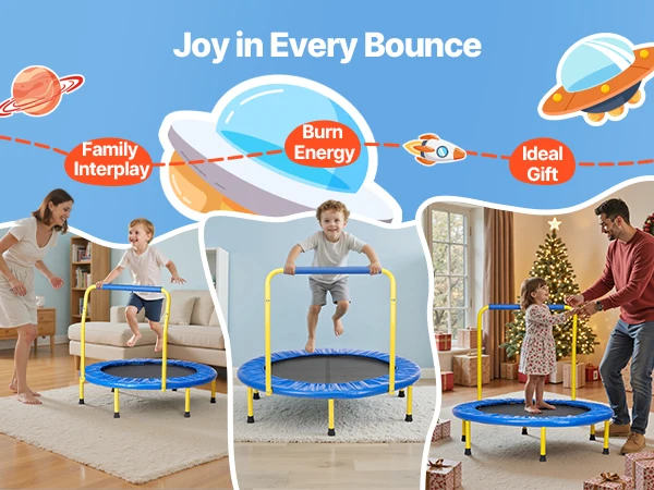 SucceBuy 3FT Recreational Trampoline Max Load 132lbs for Kids 36" Exercise Trampoline for Children Toddlers Indoor/Garden