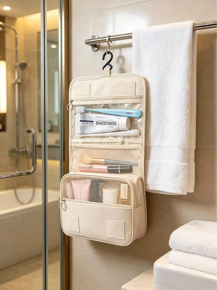 1pc Fashion Portable Large Capacity Waterproof Travel Toiletry & Cosmetic Makeup Organizer Bag
